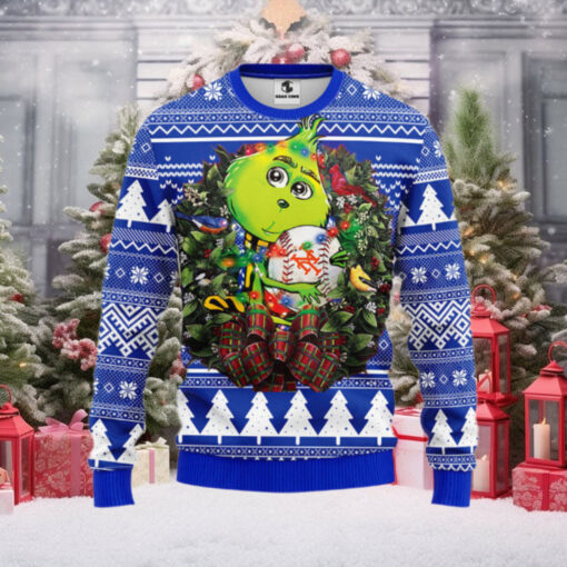 New York Mets Grinch Hug Ugly Christmas Sweater