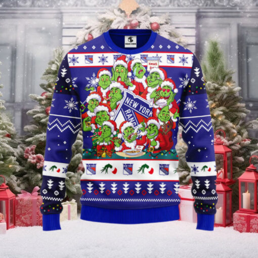 New York Rangers 12 Grinch Xmas Day Ugly Christmas Sweater