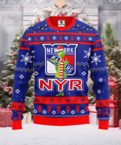 New York Rangers Funny Grinch Ugly Christmas Sweater