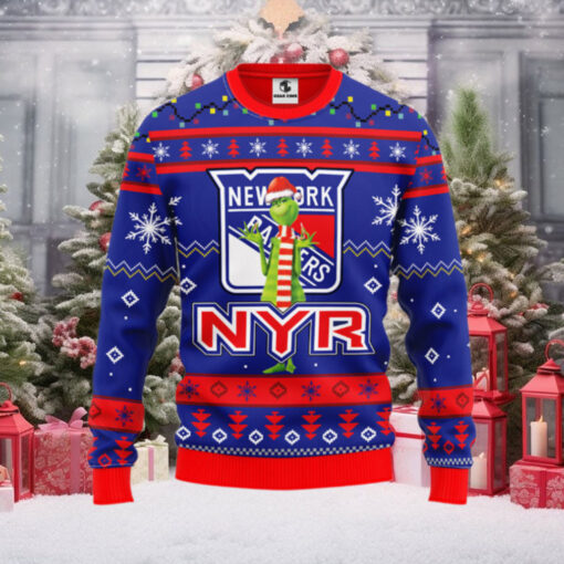 New York Rangers Funny Grinch Ugly Christmas Sweater