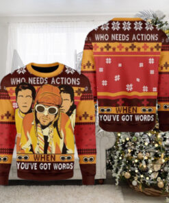 Nirvana Who Needs Actions When You’ve Got Words 2024 Ugly Christmas Sweater