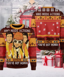 Nirvana Who Needs Actions When You’ve Got Words 2024 Ugly Christmas Sweater