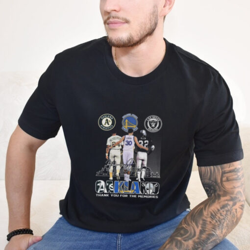 Oakland Athletics Golden State Warriors Las Vegas Raiders Proud Of Oakland Signatures Shirt