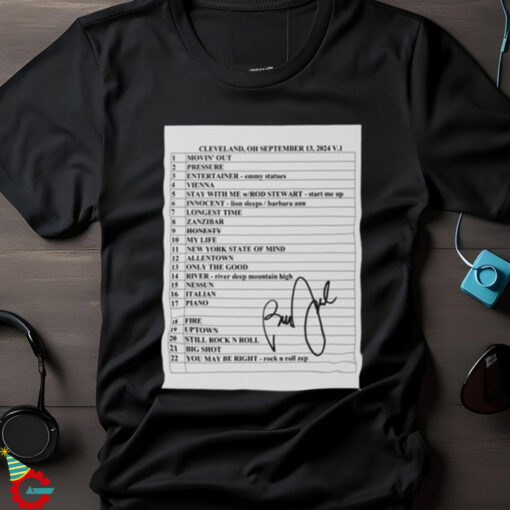 Official Billy Joel 9 13 24 Cleveland Setlist Concert Shirt