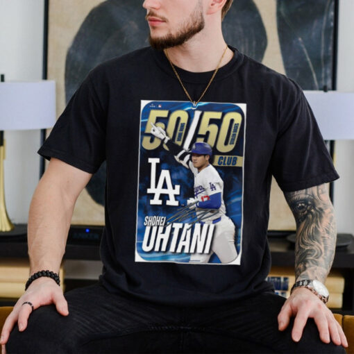 Official MLB Los Angeles Dodgers Shohei Ohtani 50 Home Runs 50 Stolen Bases Club Signature 2024 Poster t shirt