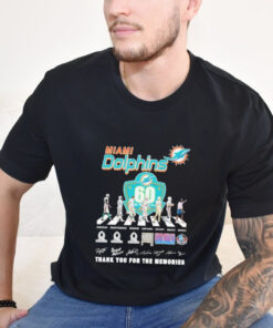 Official Miami Dolphins Logo Signature Thank You For The Memories Shirt