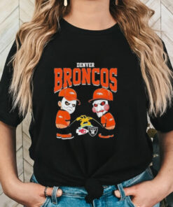 Official Michael Myers And Billy The Puppet X Denver Broncos Pee On NFL Teams Halloween 2024 Shirt