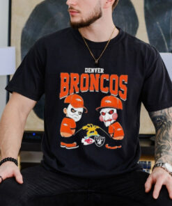 Official Michael Myers And Billy The Puppet X Denver Broncos Pee On NFL Teams Halloween 2024 Shirt