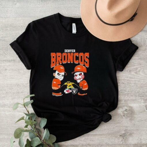 Official Michael Myers And Billy The Puppet X Denver Broncos Pee On NFL Teams Halloween 2024 Shirt