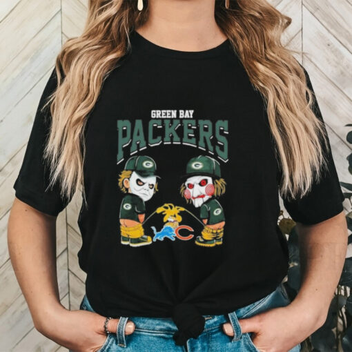 Official Michael Myers And Billy The Puppet X Green Bay Packers Pee On NFL Teams Halloween 2024 Shirt