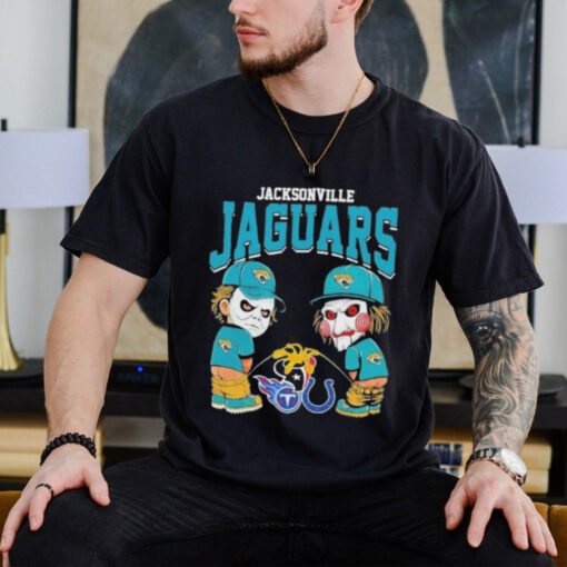 Official Michael Myers And Billy The Puppet X Jacksonville Jaguars Pee On NFL Teams Halloween 2024 Shirt