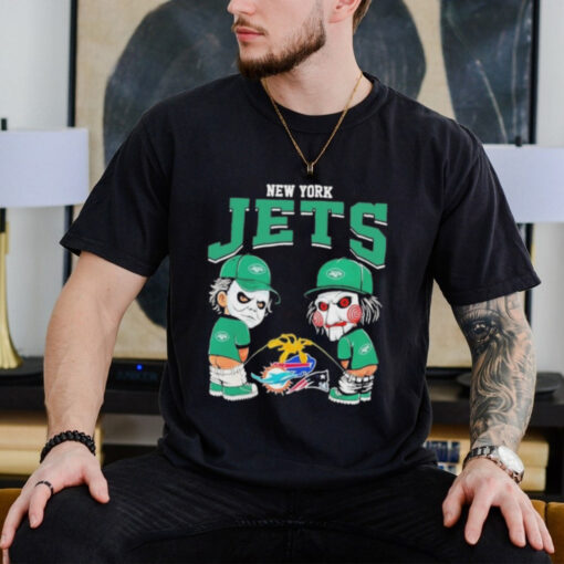 Official Michael Myers And Billy The Puppet X New York Jets Pee On NFL Teams Halloween 2024 Shirt