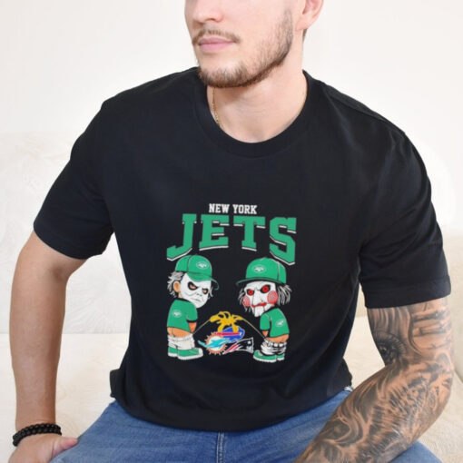 Official Michael Myers And Billy The Puppet X New York Jets Pee On NFL Teams Halloween 2024 Shirt