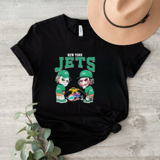 Official Michael Myers And Billy The Puppet X New York Jets Pee On NFL Teams Halloween 2024 Shirt