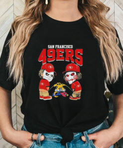 Official Michael Myers And Billy The Puppet X San Francisco 49ers Pee On NFL Teams Halloween 2024 Shirt