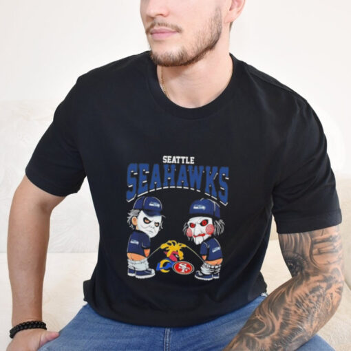 Official Michael Myers And Billy The Puppet X Seattle Seahawks Pee On NFL Teams Halloween 2024 Shirt