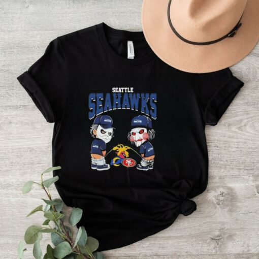 Official Michael Myers And Billy The Puppet X Seattle Seahawks Pee On NFL Teams Halloween 2024 Shirt