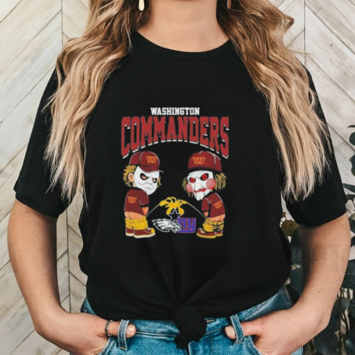 Official Michael Myers And Billy The Puppet X Washington Commanders Pee On NFL Teams Halloween 2024 Shirt