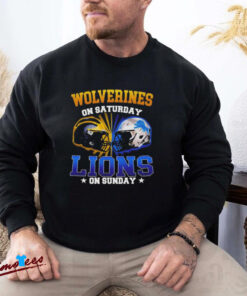 Official Michigan Wolverines On Saturday Detroit Lions On Sunday Proud State Fan Shirt