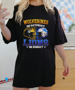 Official Michigan Wolverines On Saturday Detroit Lions On Sunday Proud State Fan Shirt