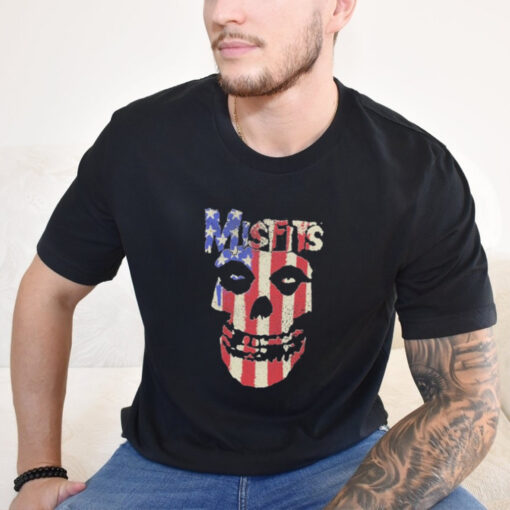 Official Misfits Stars And Stripes Fiend Skull American Flag Shirts