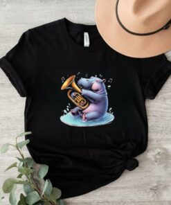 Official Moo Deng Thai Hippopotamus Cute Jazz Trumpet Note Music T Shirt