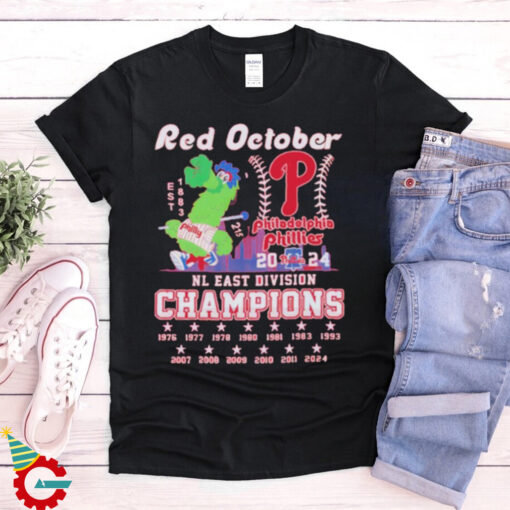 Official Philadelphia Phillies Phillie Phanatic Red October 1976 – 2024 NL East Division Champions Shirt