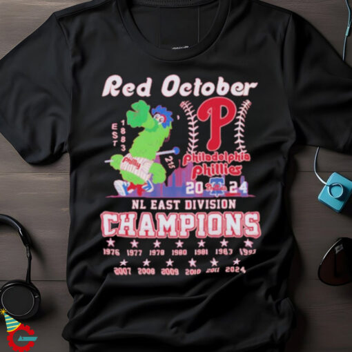 Official Philadelphia Phillies Phillie Phanatic Red October 1976 – 2024 NL East Division Champions Shirt