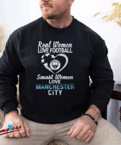 Official Real Women Love Football Smart Women Love Manchester City T Shirt