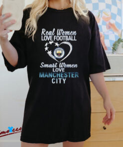 Official Real Women Love Football Smart Women Love Manchester City T Shirt