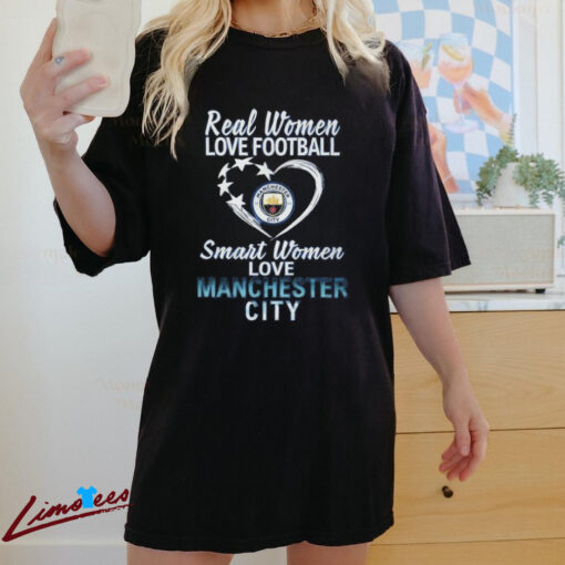 Official Real Women Love Football Smart Women Love Manchester City T Shirt