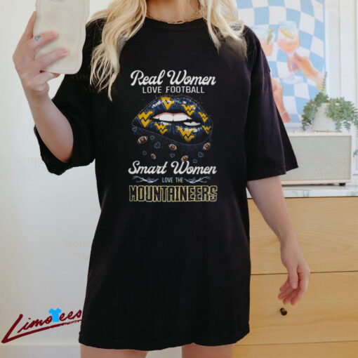 Official Real Women Love Football Smart Women Love The West Virginia Mountaineers Logo Shirt