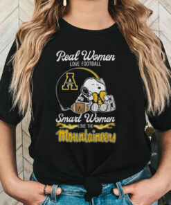 Official Snoopy Real Women Love Football Smart Women Love The Appalachian State Mountaineers Shirt