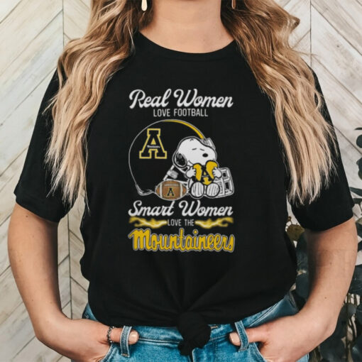 Official Snoopy Real Women Love Football Smart Women Love The Appalachian State Mountaineers Shirt