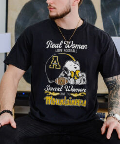 Official Snoopy Real Women Love Football Smart Women Love The Appalachian State Mountaineers Shirt