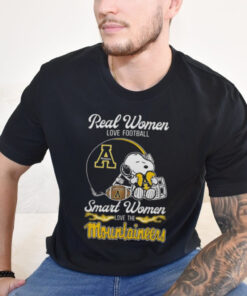 Official Snoopy Real Women Love Football Smart Women Love The Appalachian State Mountaineers Shirt