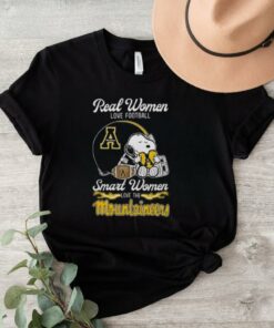 Official Snoopy Real Women Love Football Smart Women Love The Appalachian State Mountaineers Shirt