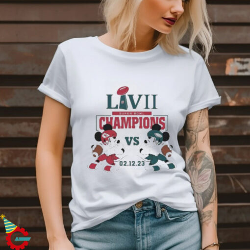 Official Super Bowl LVII Mickey Mouse Philadelphia Eagles Vs Kansas City Chiefs Champions 2023 Shirt