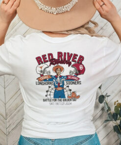 Official Texas Longhorns vs. Oklahoma Sooners Red River Rivalry Match Up Washed Merch Shirt