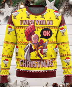 One Punch Saitama Ok Anime Ugly Christmas Sweater