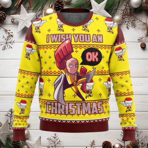 One Punch Saitama Ok Anime Ugly Christmas Sweater