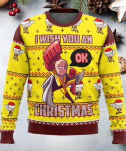 One Punch Saitama Ok Anime Ugly Christmas Sweater