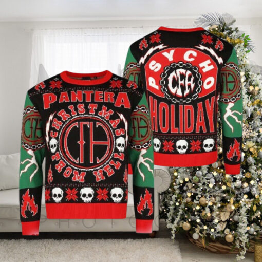 Pantera Christmas From Hell Psycho Holiday Knitted Ugly Christmas Sweater