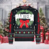 Pantera Christmas Wreath Fucking Holiday Snowy Pattern Ugly Christmas Sweater