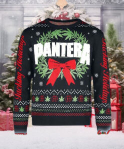 Pantera Christmas Wreath Fucking Holiday Snowy Pattern Ugly Christmas Sweater