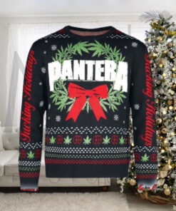 Pantera Christmas Wreath Fucking Holiday Snowy Pattern Ugly Christmas Sweater