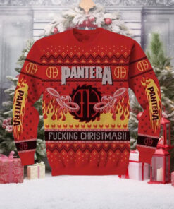 Pantera Fucking Christmas Snake In Flame Pattern Knitted Ugly Christmas Sweat