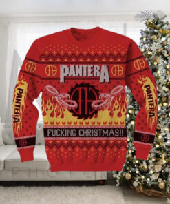 Pantera Fucking Christmas Snake In Flame Pattern Knitted Ugly Christmas Sweat