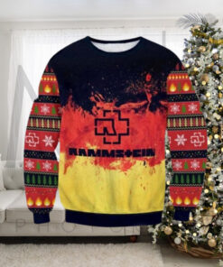 Rammstein Band Tie Die Effect Germany Flag Color Knitted Ugly Christmas Sweater