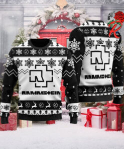 Rammstein Classic Black And White Custom Name Knitted Ugly Christmas Sweater Gift For Fans